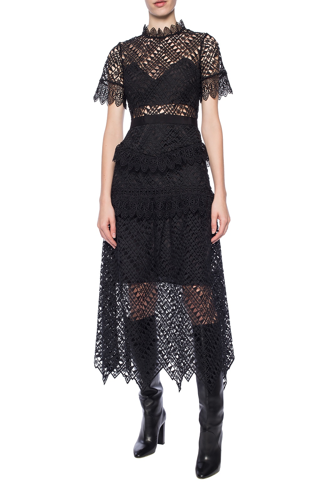 self portrait abstract triangle lace dress