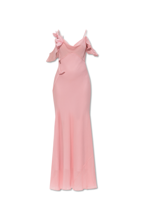 Dress with floral motif appliqués