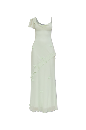 Dress with Ruffles and Floral Motif