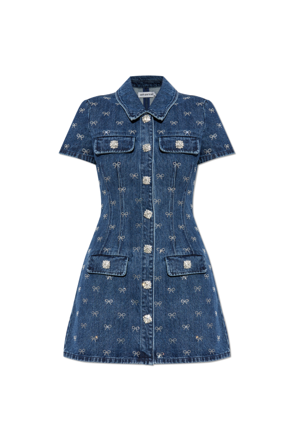 Denim dress with shimmering appliqués, zdjęcie 1 Denim dress with shimmering appliqués od Self-Portrait