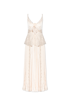 Pleated dress with lace inserts