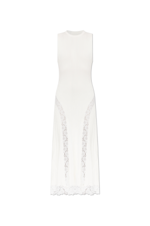 Ribbed dress with lace inserts