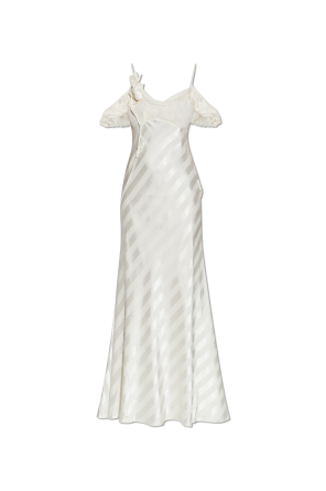 floral applique dress white Strapless Long White Formal Dress with Lace-Up Corset Off White / 2 main image 1