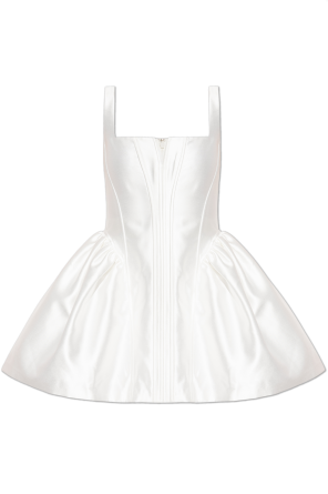 Vestido corto de satén con tirantes