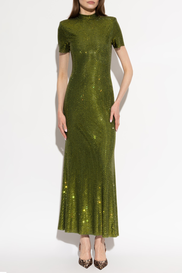 self portrait green sequin dress Stretch Sequin Midi Dress Dark Green main image 1