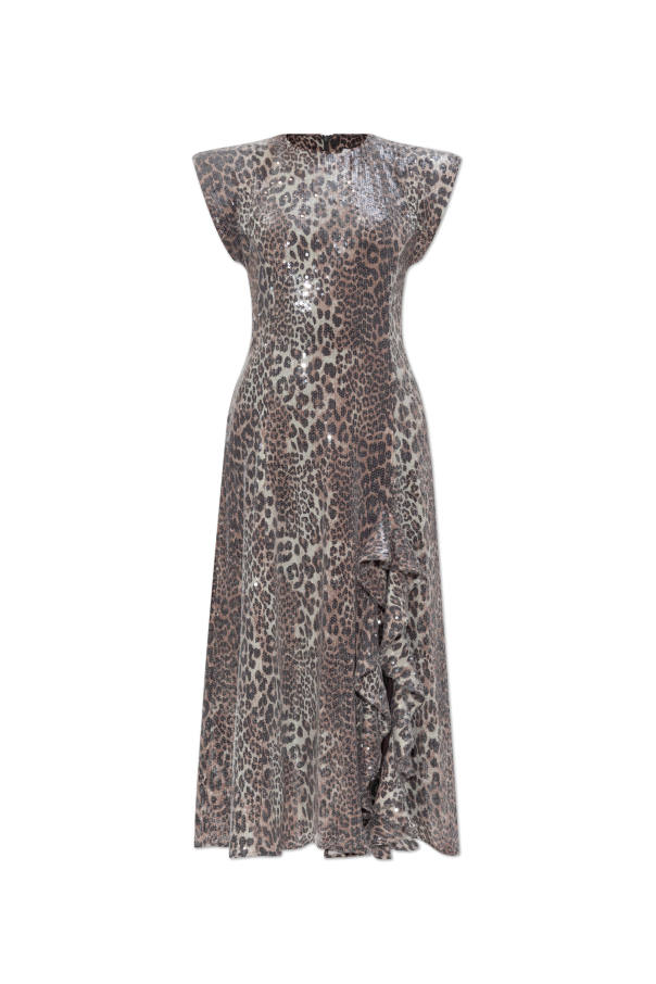 Sequin dress with animal print od Ganni