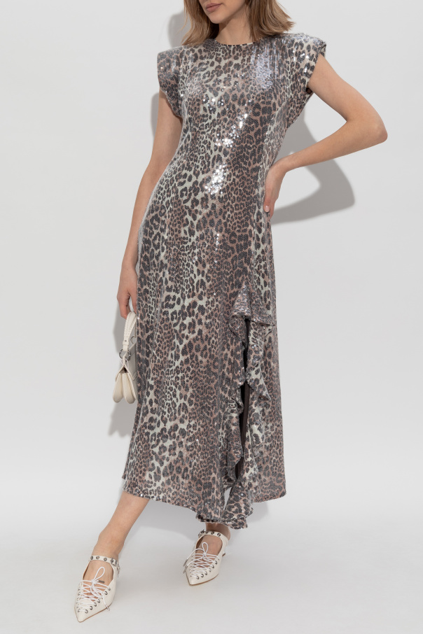 Ganni Paillettenkleid mit Animal-Print