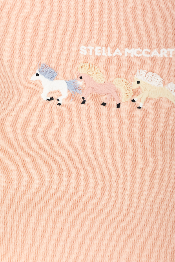 Stella McCartney Kids Baumwollkleid mit bunter Stickerei