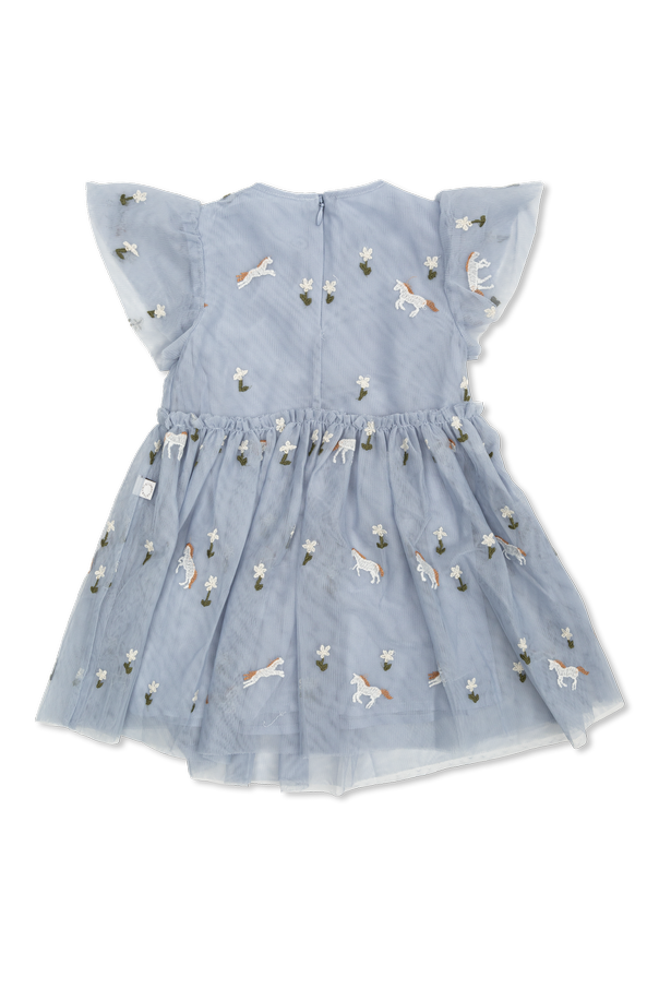 Stella McCartney Kids Tüllkleid mit bunter Stickerei
