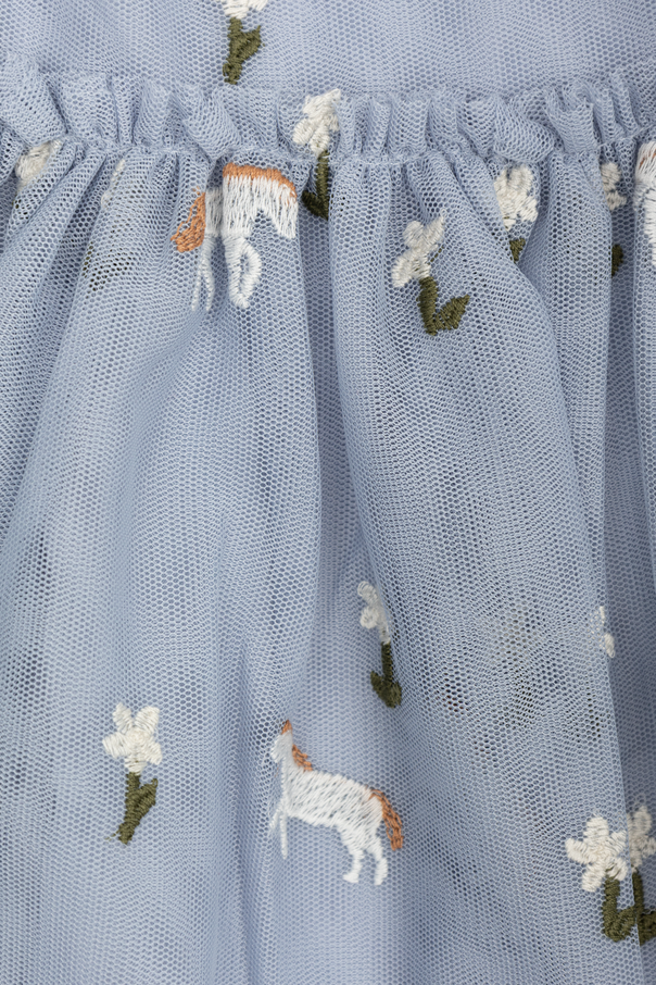Stella McCartney Kids Tüllkleid mit bunter Stickerei