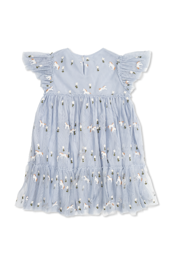 Stella McCartney Kids Tulle dress with colorful embroidery