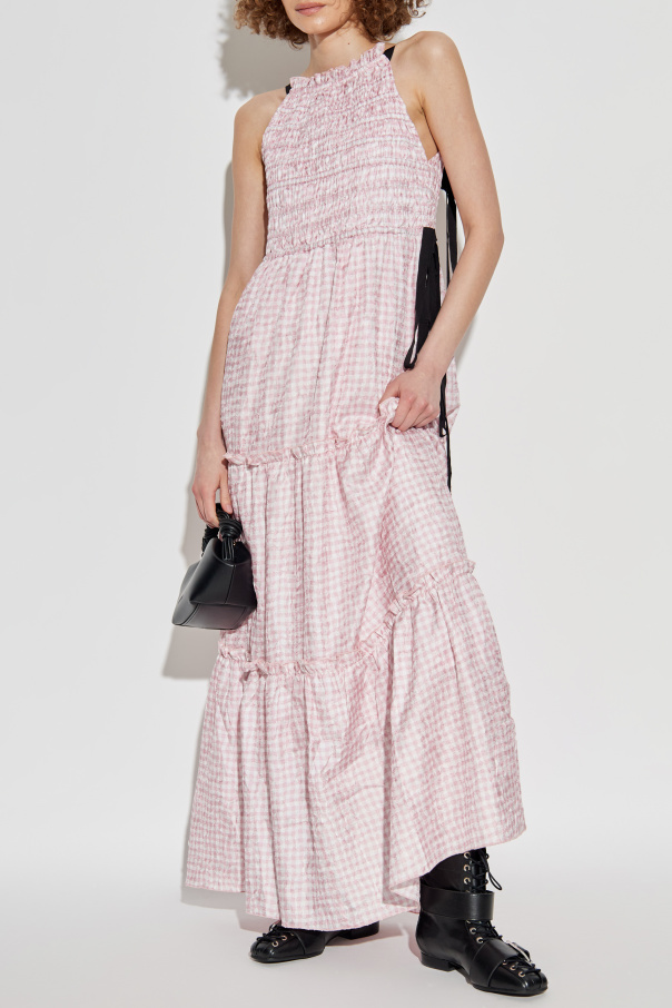 Ganni Vestido con estampado de cuadros