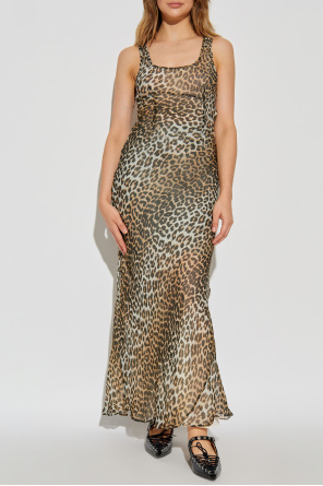 Ganni Vestido largo de leopardo