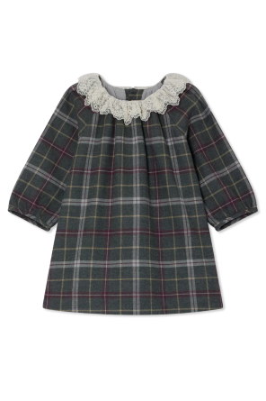 Vestido com gola de renda