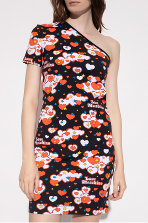 Love Moschino Wzorzysta sukienka na jedno ramię