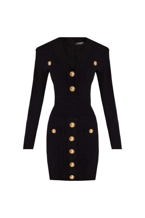 balmain striped Dress with decorative buttons