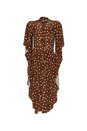 Asymmetric dress with shoulder pads