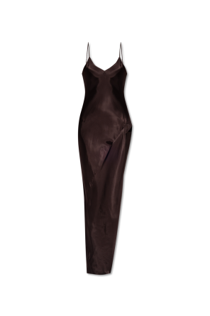 Long satin dress with a slit