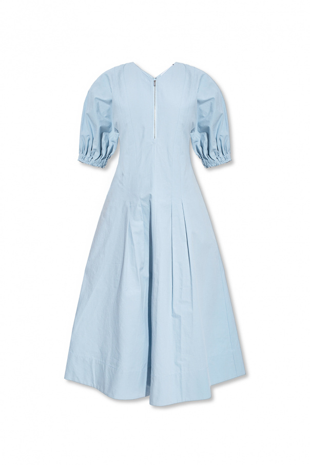 Proenza Schouler White Label Hemd in Wildlederoptik Blau Dress with puff sleeves