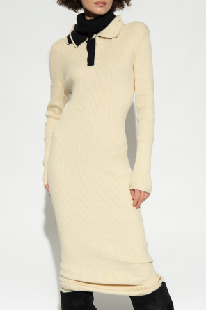 Y Project Ribbed dress with decorative high neck