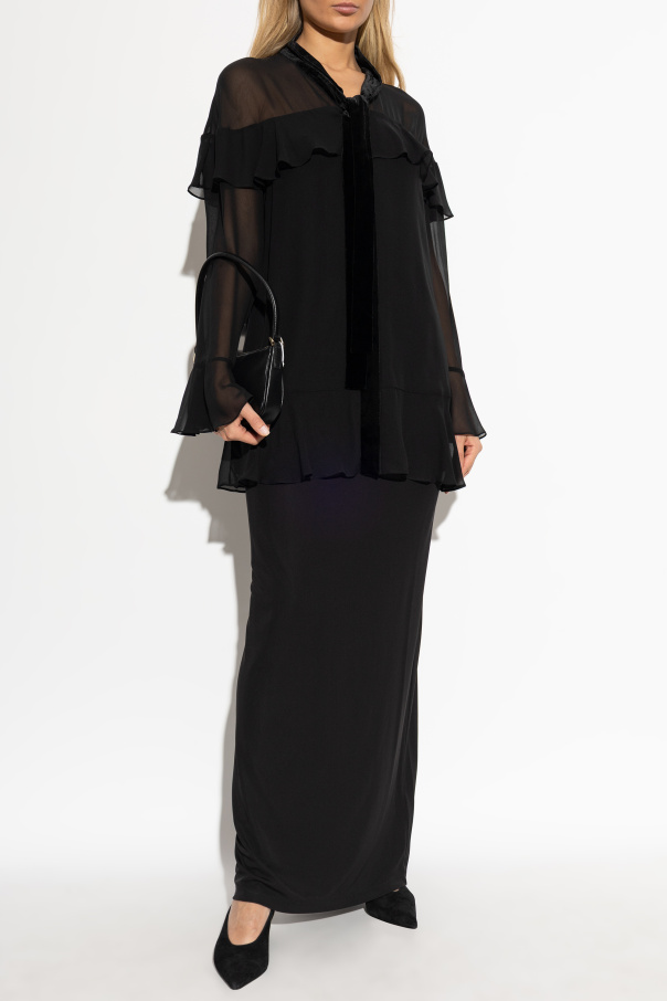 FRAME Silk top with ruffles