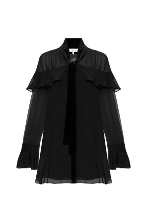 Silk top with ruffles