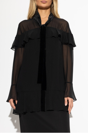 FRAME Silk top with ruffles