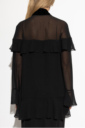 FRAME Silk top with ruffles