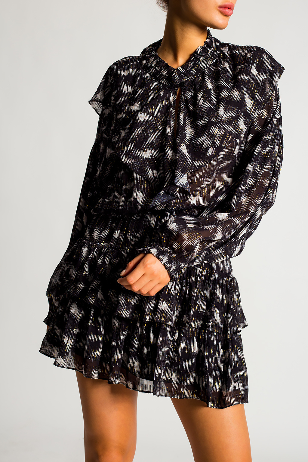 Iro Patterned dress with ruffles