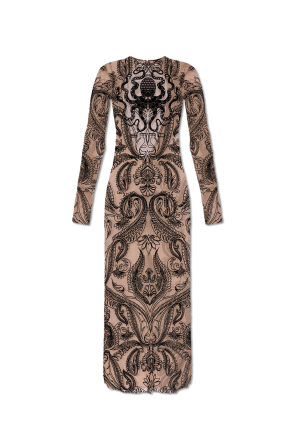 Tiulowa sukienka z flokowanym wzorem od Etro