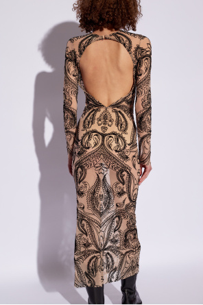Etro Tiulowa sukienka z flokowanym wzorem
