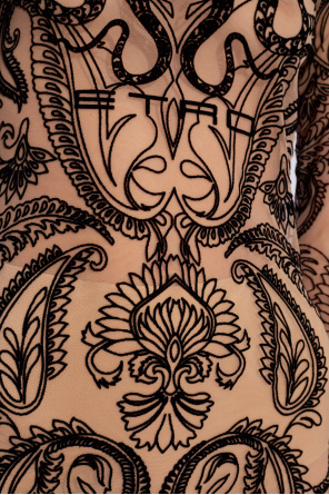 Etro Tiulowa sukienka z flokowanym wzorem