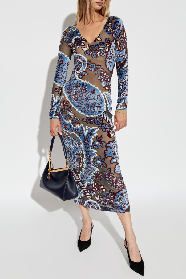 Etro Patterned dress with velvet finish