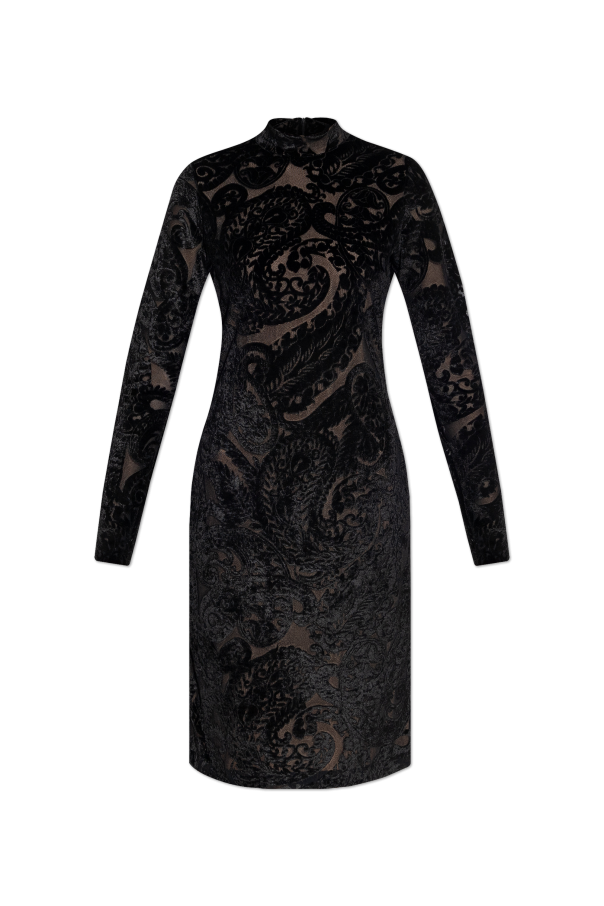Velvet dress with a stand-up collar od Etro
