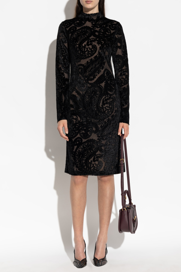Etro Vestido de terciopelo con cuello alto