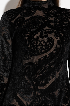 Etro Vestido de terciopelo con cuello alto
