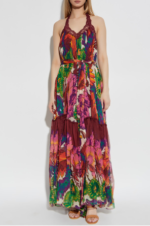 Etro Vestido de seda con inserciones de encaje