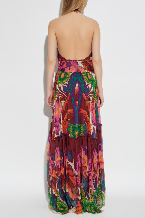 Etro Vestido de seda con inserciones de encaje