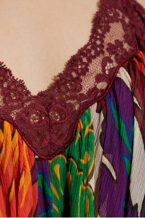 Etro Vestido de seda con inserciones de encaje