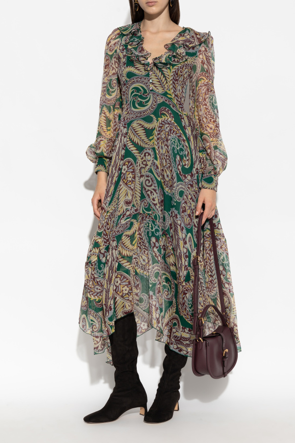 Etro Vestido estampado con volantes