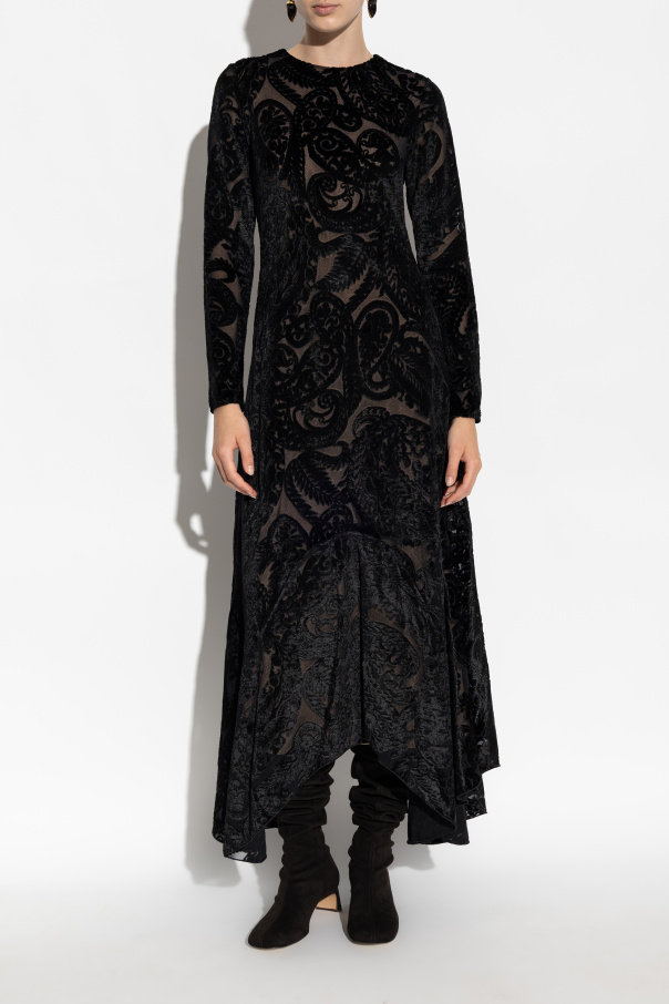 Etro Samtkleid mit langen Ärmeln