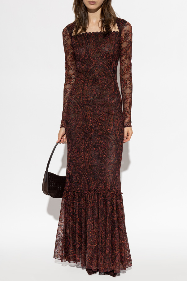 Etro Rochie din dantelă cu mâneci lungi