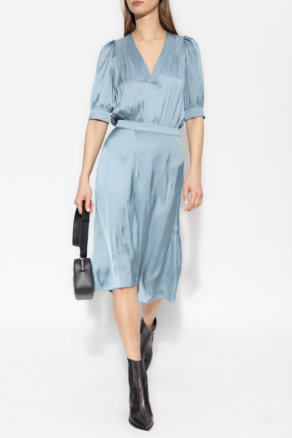 high-waisted cropped jeans Neutrals ‘Ralia’ dress with short sleeves