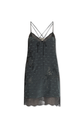 ‘calissa’ slip dress od logo-tape short-sleeved T-shirt Grau