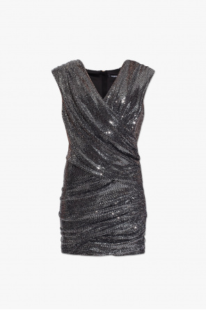 balmain zip-up двубортное платье мини с эффектом металлик