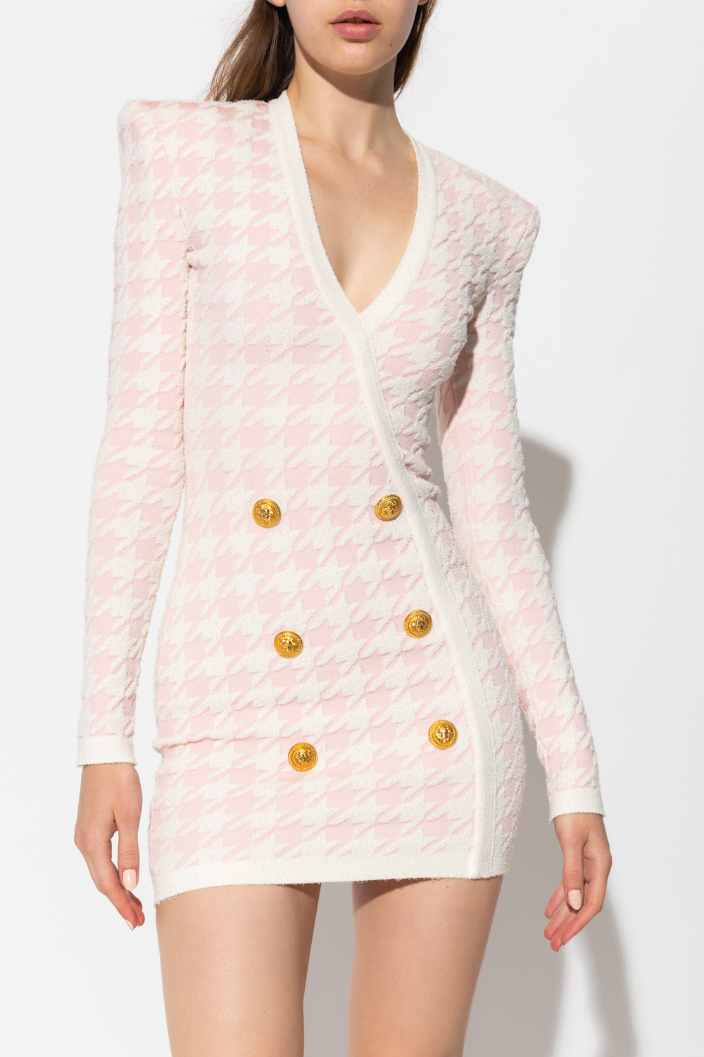 balmain cap Houndstooth dress