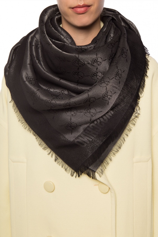 Moschino Patterned scarf with fringes