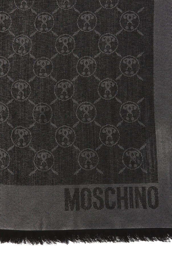 Moschino Wzorzysta chusta z frędzlami