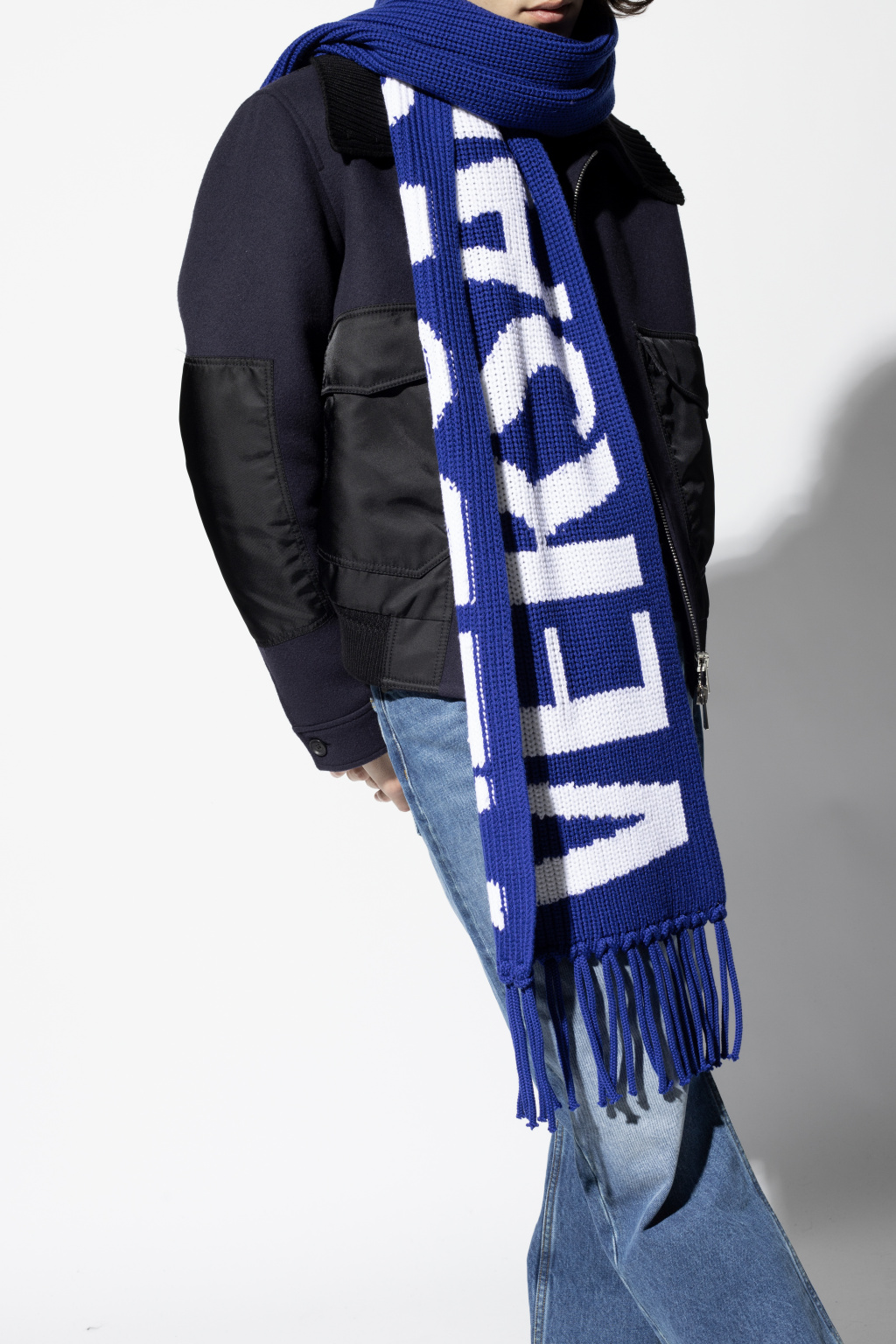 Versace Rib-knit scarf with logo