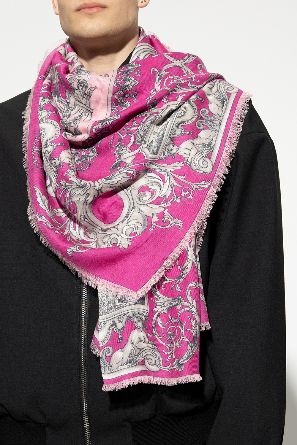 Versace Silver Baroque-printed shawl